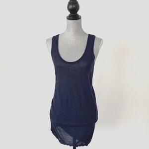 Vince navy blue sheer tank dress sz S Sexy Edgee Minimalist